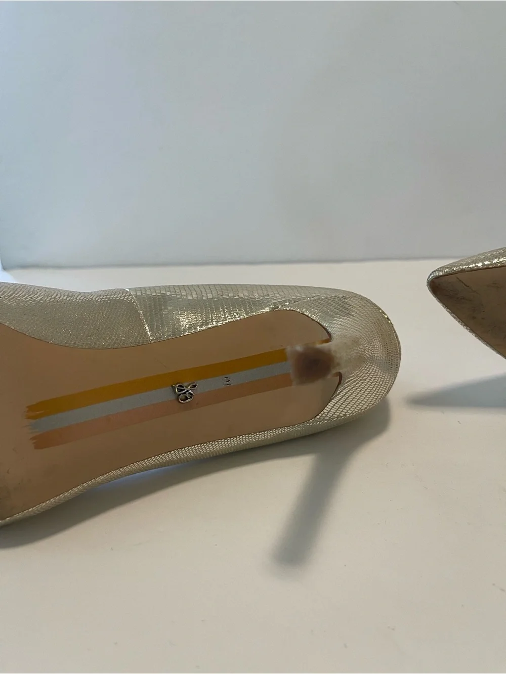 Sam Edelman Heels Pumps Pointed Toe Gold Metallic Size 10 M Leather Party Event
